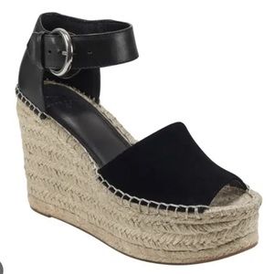 Marc Fisher Alida Suede Espadrille Heel Black 8.5